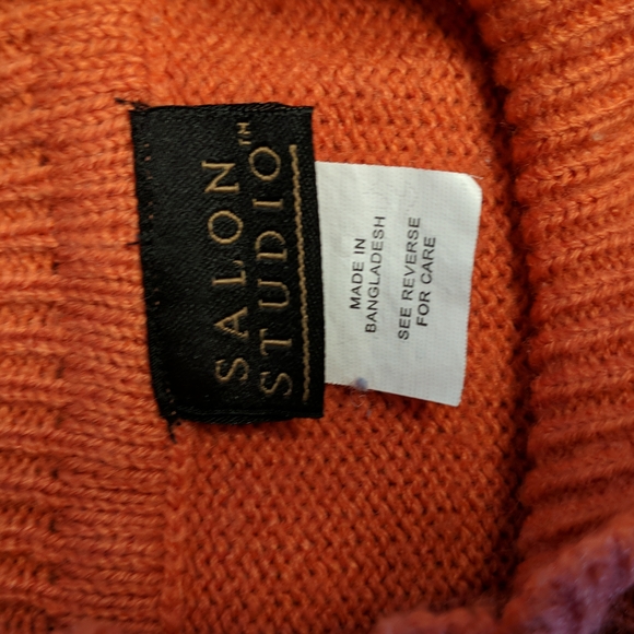 Vintage Salon Studio Mockneck Floral Embroidered Acrylic Sweater Medium - Picture 3 of 8